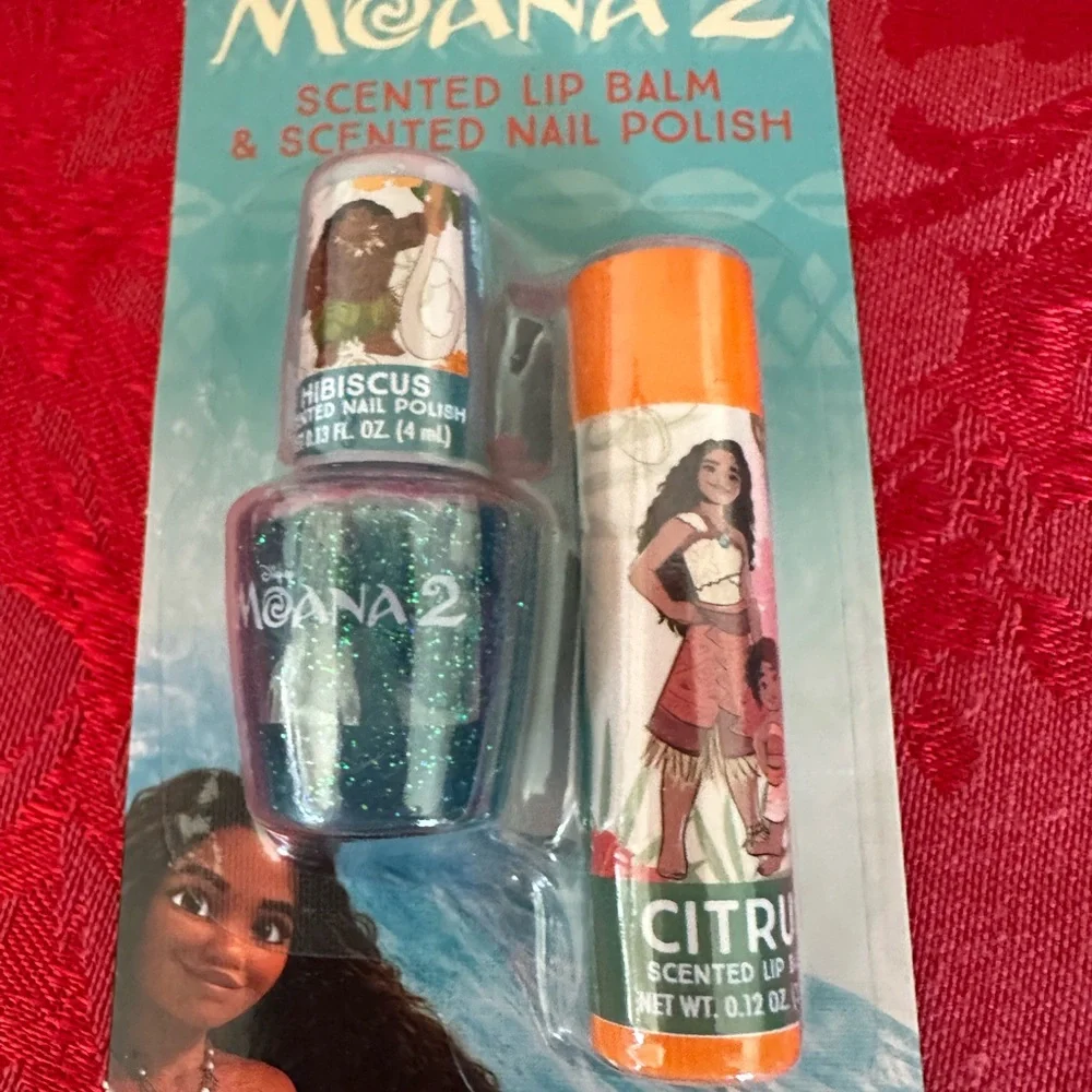 🌵 3/$15 Disney Moana 2 Scented Lip Balm & Nail Set ( see description)